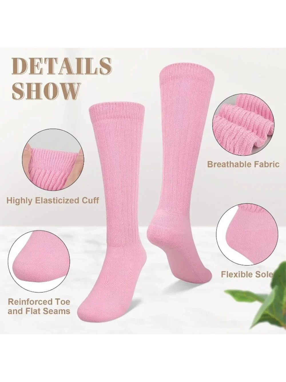 🧦Women's Red White 6 Pairs Slouchy Socks Long Knee High Boot Socks